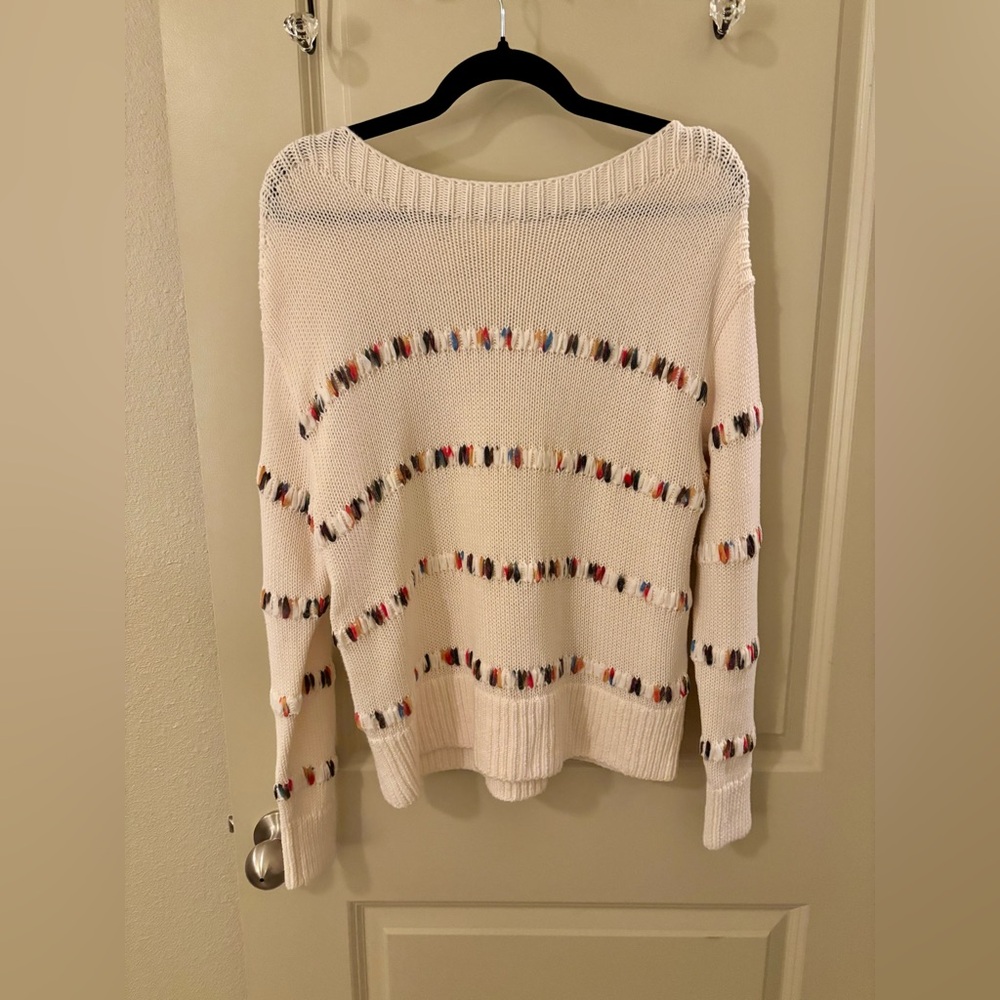 Lou & Grey for LOFT Rainbow Stitch Cotton Sweater - Artsy, quirky, unique - Picture 2 of 5